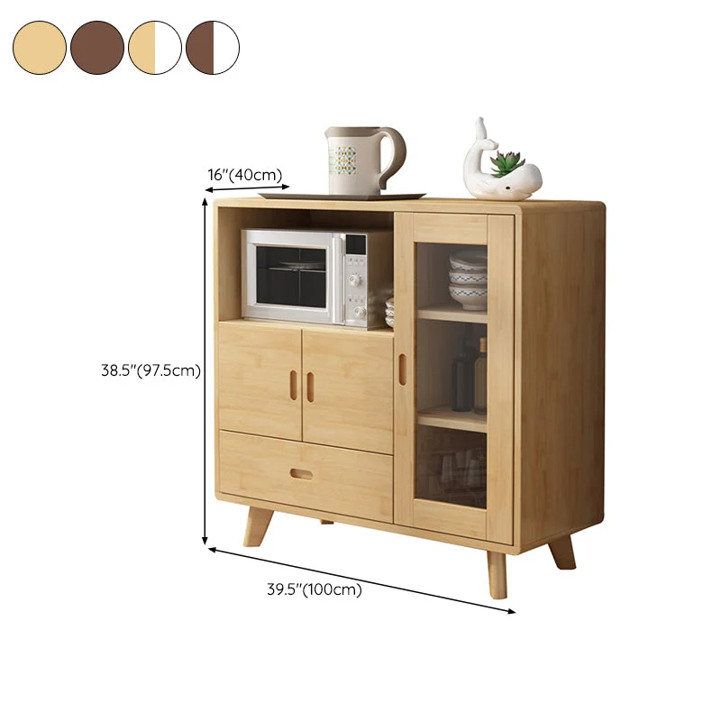 Landelijk Contemporary Buffet Sideboard Eenkleurig Wood 38.4"H Side Board Cabinets and Drawers Walnut