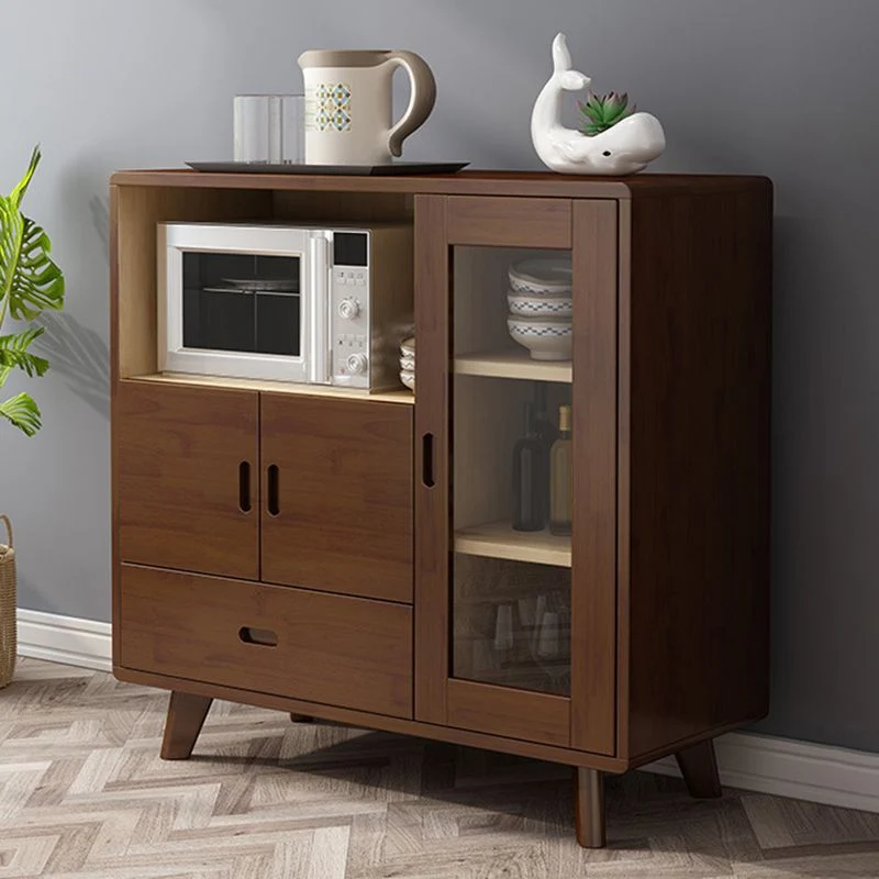Landelijk Contemporary Buffet Sideboard Eenkleurig Wood 38.4"H Side Board Cabinets and Drawers Walnut