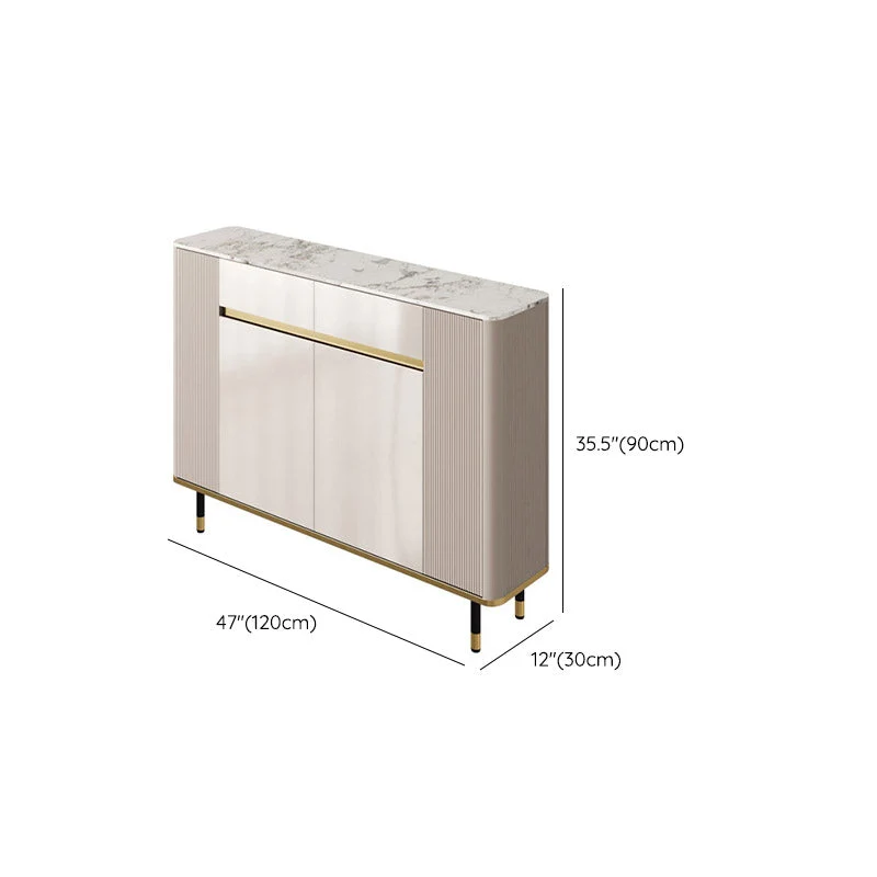 Landelijk Glam Style Stone Top Sideboard Engineered Wood Side Board Living Room 39l