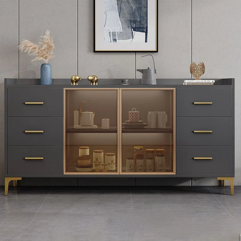 Landelijk Wood Buffet Table Glam Style Side Board Cabinet and Drawers 31l