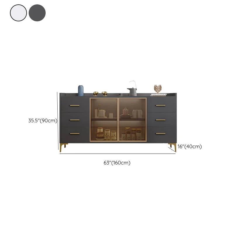 Landelijk Wood Buffet Table Glam Style Side Board Cabinet and Drawers 31l