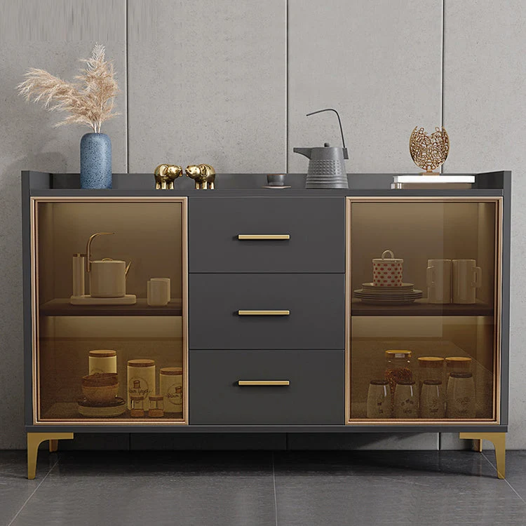 Landelijk Wood Buffet Table Glam Style Side Board Cabinet and Drawers 31l