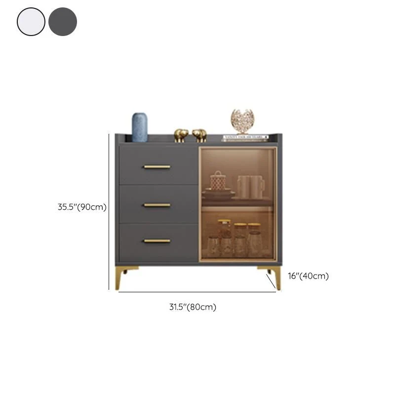 Landelijk Wood Buffet Table Glam Style Side Board Cabinet and Drawers 31l