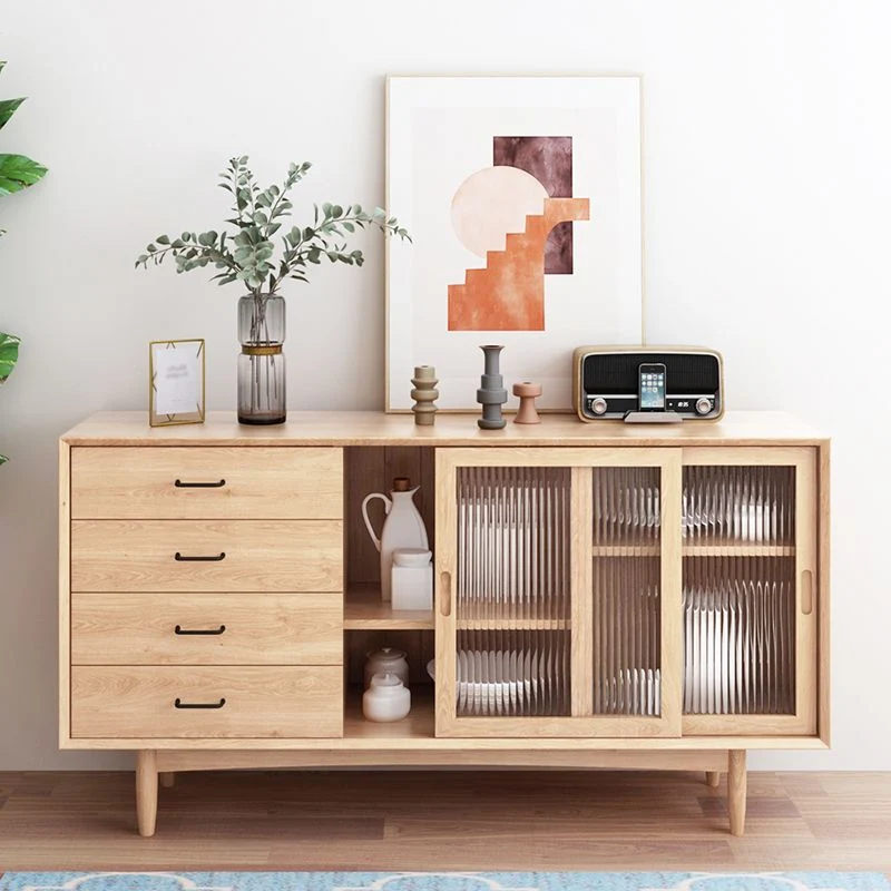 Makkelijk Wood Sideboard 4 Drawer 2 Doors Cupboard Living Room 47l