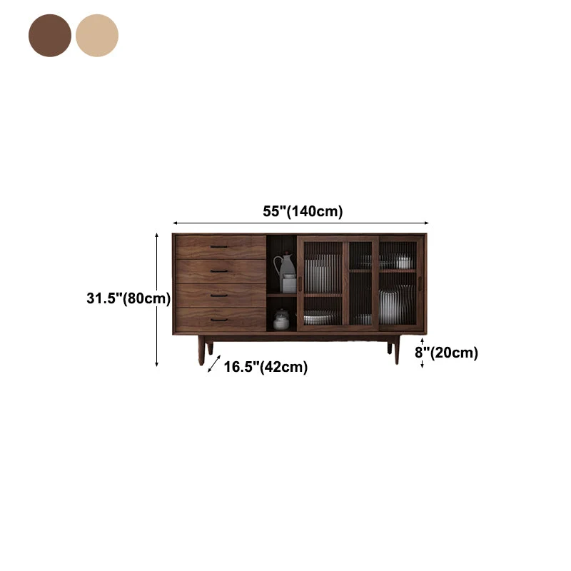 Makkelijk Wood Sideboard 4 Drawer 2 Doors Cupboard Living Room 47l