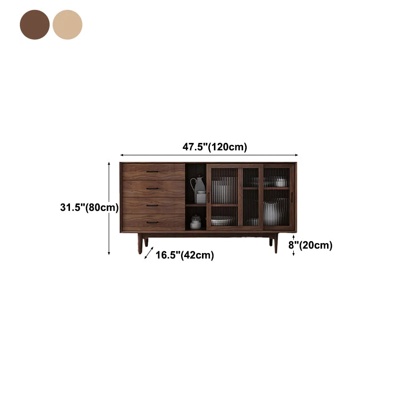 Makkelijk Wood Sideboard 4 Drawer 2 Doors Cupboard Living Room 47l