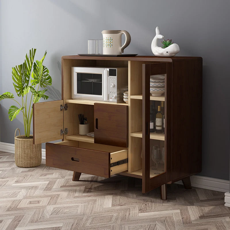 Massief Contemporary Dining Buffet Stevig Wood 38.4"H Sideboard Drawers and Cabinets Natural