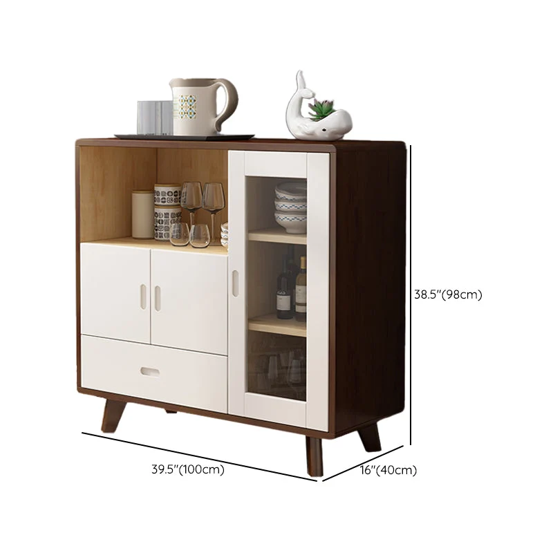 Massief Contemporary Dining Buffet Stevig Wood 38.4"H Sideboard Drawers and Cabinets Natural