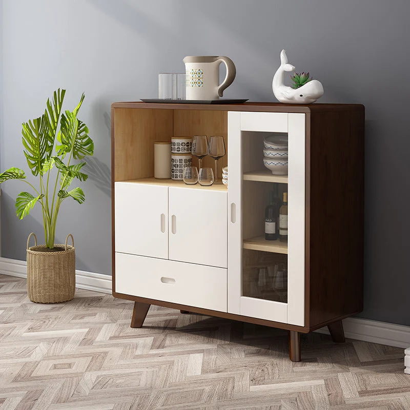 Massief Contemporary Dining Buffet Stevig Wood 38.4"H Sideboard Drawers and Cabinets Natural