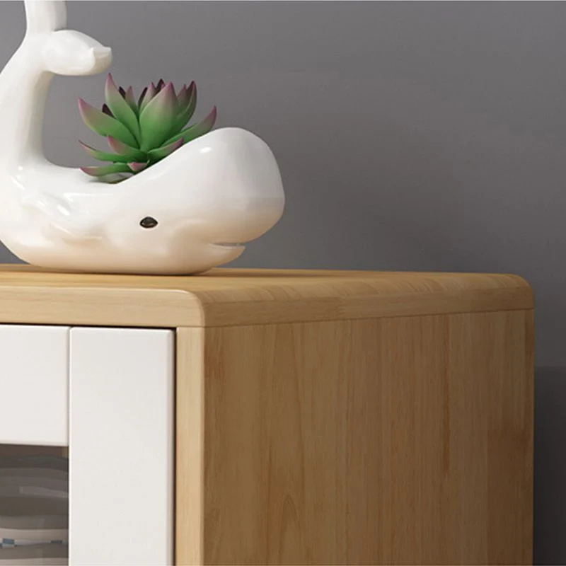 Massief Contemporary Dining Buffet Stevig Wood 38.4"H Sideboard Drawers and Cabinets Natural