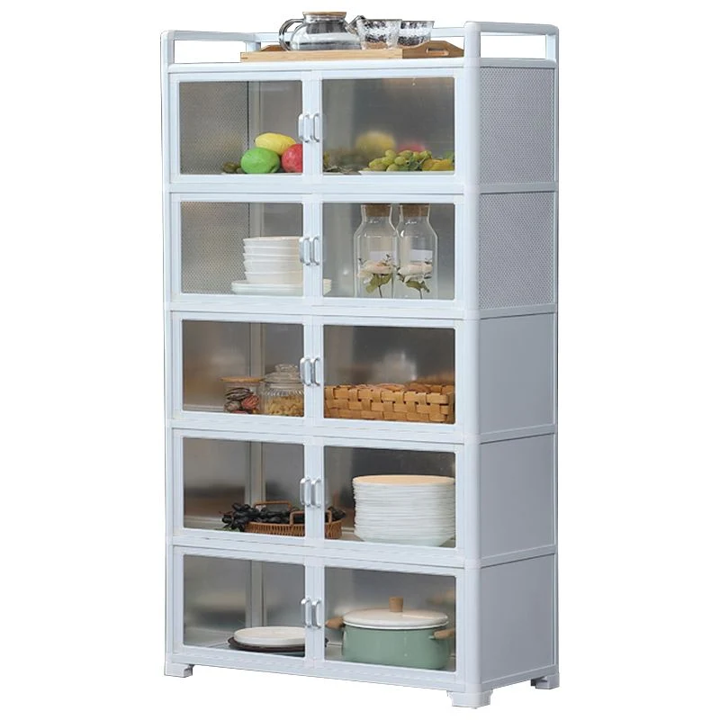 Massief White Metal Sideboard Glass Doors Eigentijds Indoor Dining Server Cabinets 25