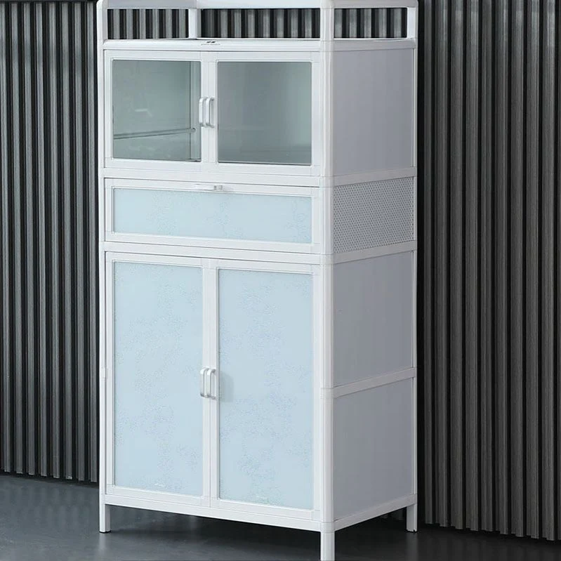 Metal Glazen Doors Buffet Stand Modern Kitchen Buffet Sideboard White met Stoelen Set 25l