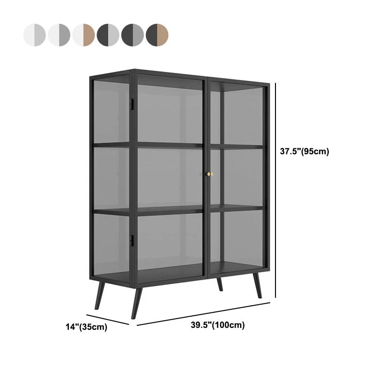 Metal Sideboard Glaswerk Doors Contemporary Dining Server Cabinets 31l