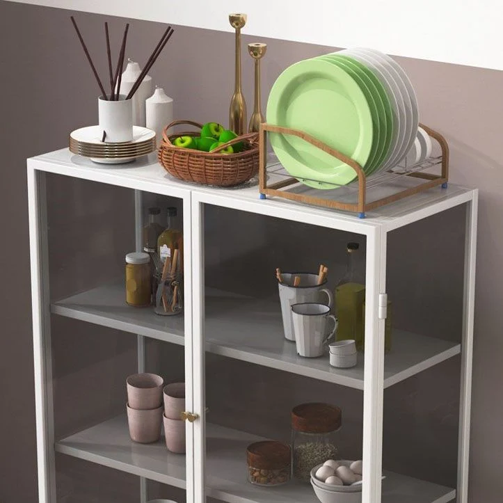 Metal Sideboard Glazen Doors Contemporary Dining Server Cabinets 31l