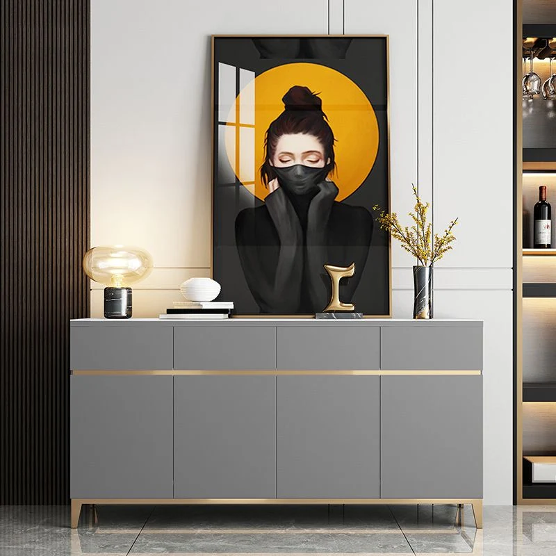 Minimalistisch 4 Drawer Buffet Sideboard Engineered Wood and Stone Sideboard Table 47l