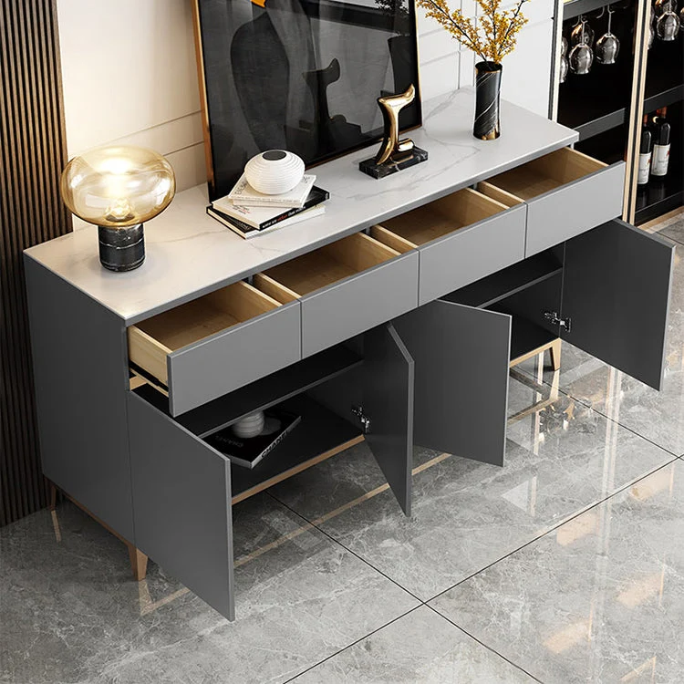 Minimalistisch 4 Drawer Buffet Sideboard Engineered Wood and Stone Sideboard Table 47l