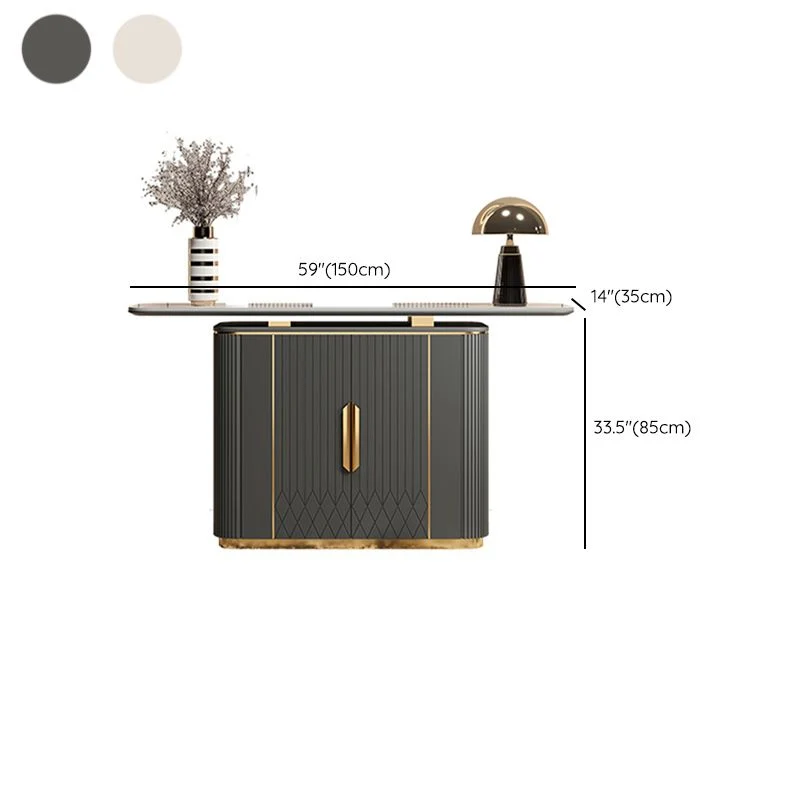 Minimalistisch Glam Buffet Server Engineered Wood and Stone Sideboard Cabinet 39l