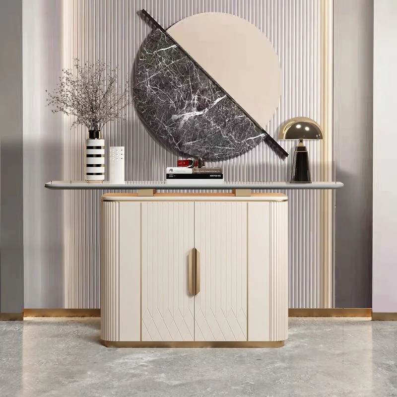 Minimalistisch Glam Buffet Server Engineered Wood and Stone Sideboard Cabinet 39l
