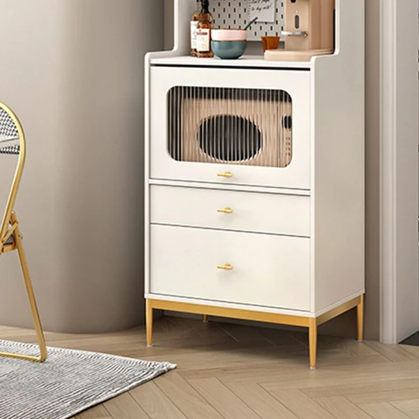Minimalistisch Glam Style Open Storage Buffet Stand Engineered Wood Cabinets Sideboard 2-Drawer