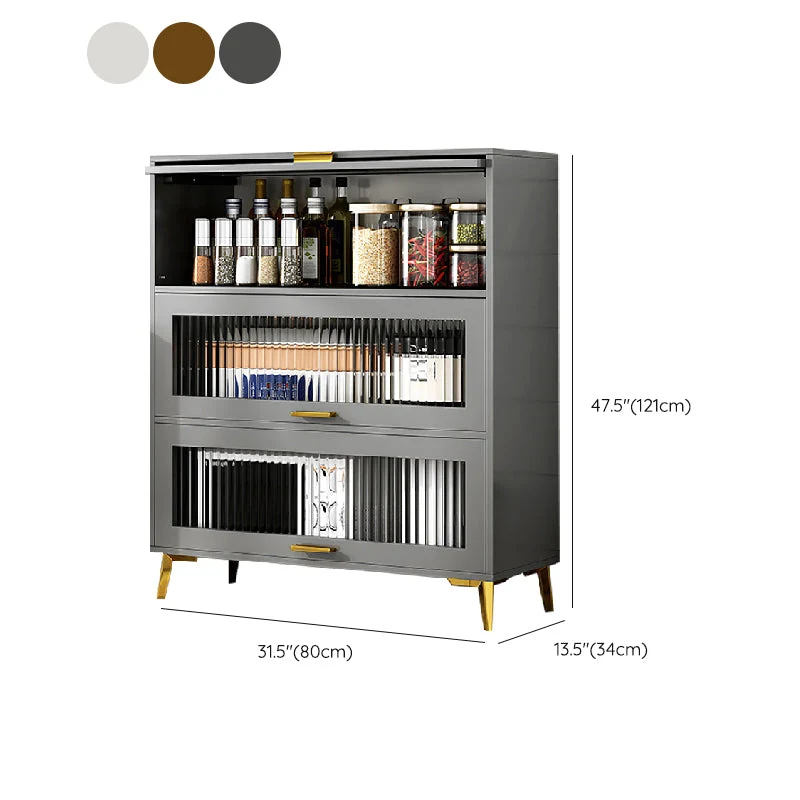 Modern Engineered Wood Credenza Kitchen Sideboard Glazen Door 23