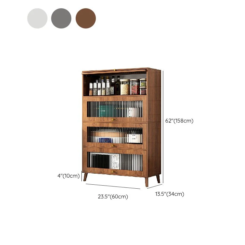 Modern Engineered Wood Credenza Kitchen Sideboard Glazen Door 23