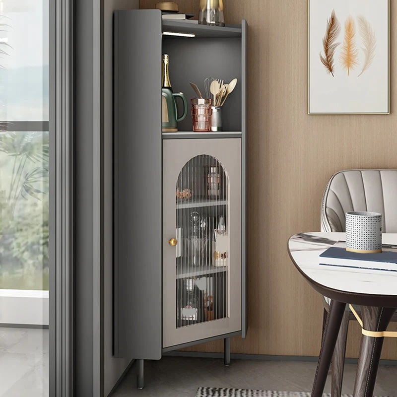 Modern Glass Doors Sideboard 55" H Instelbaar Shelving Sideboard Buffet Table Gray