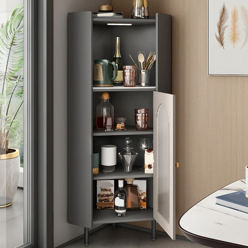 Modern Glass Doors Sideboard 55" H Instelbaar Shelving Sideboard Buffet Table Gray