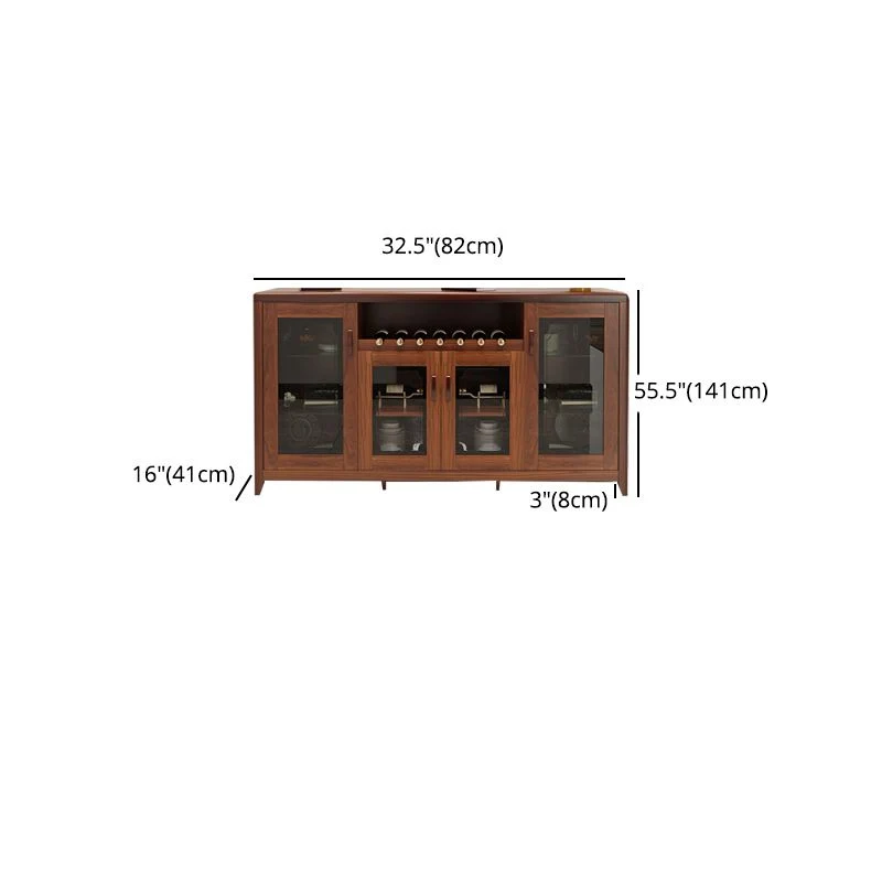 Modern Sideboard Brown Stevig Wood DIning Sideboard Doors met Stoelen Set Https
