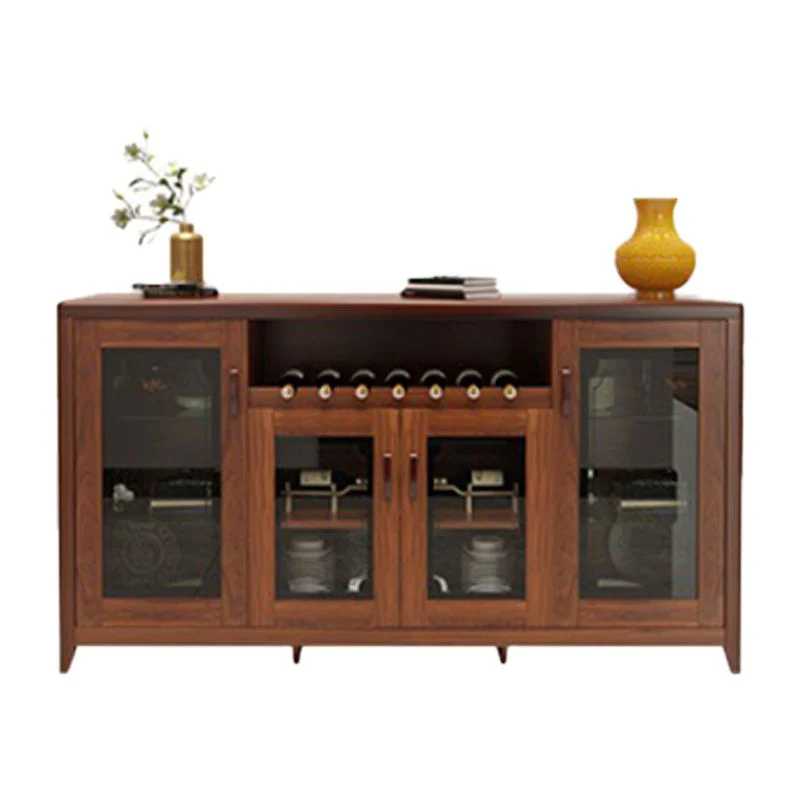 Modern Sideboard Brown Stevig Wood DIning Sideboard Doors met Stoelen Set Https
