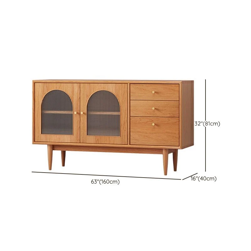 Modern Sideboard Buffet Pine Uni Wood 3 Drawers and 2 Doors Cabinets Buffet Sideboard met Opberglades 47l