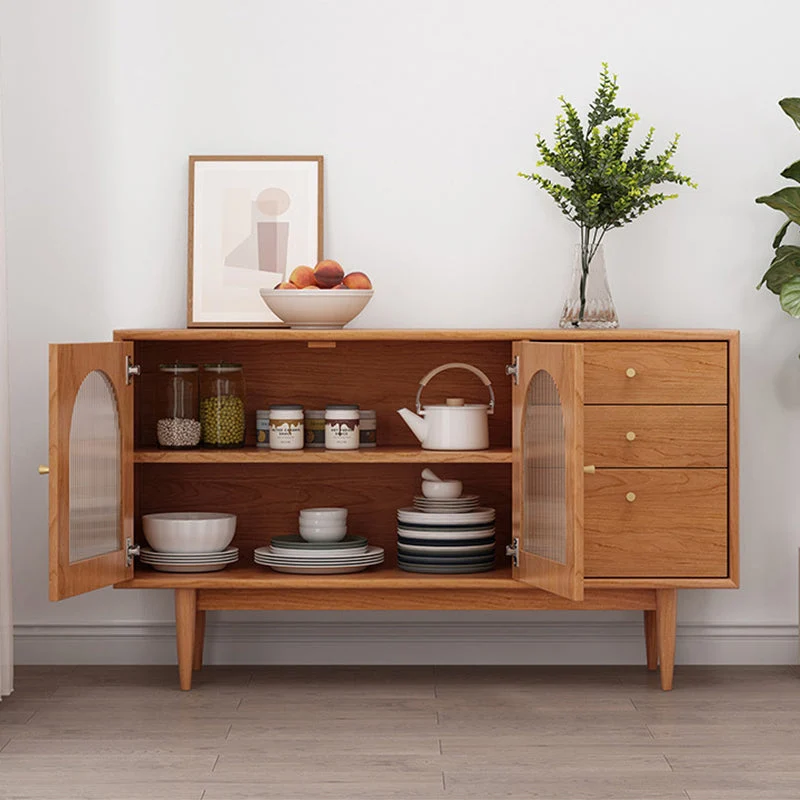 Modern Sideboard Buffet Pine Uni Wood 3 Drawers and 2 Doors Cabinets Buffet Sideboard met Opberglades 47l