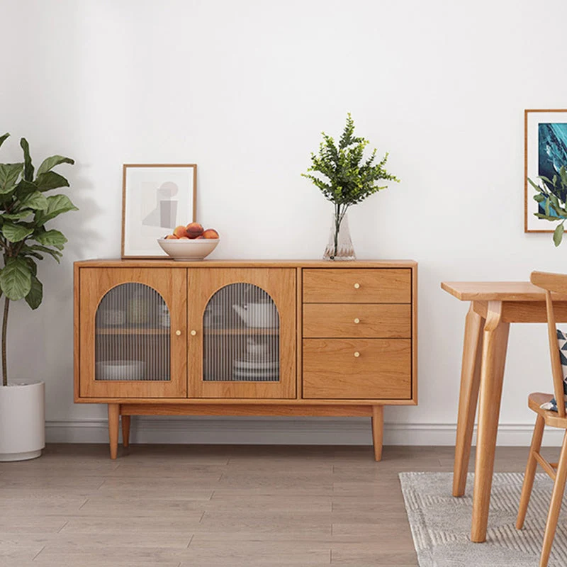 Modern Sideboard Buffet Pine Uni Wood 3 Drawers and 2 Doors Cabinets Buffet Sideboard met Opberglades 47l