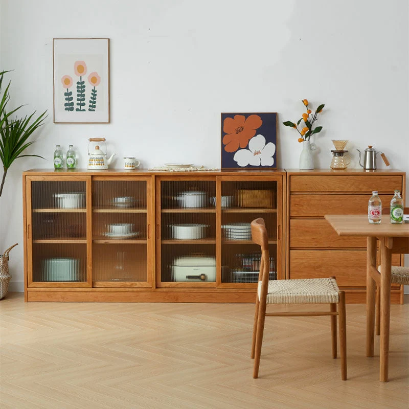Modern Sideboard Cherry Glazen Doors Sideboard Buffet Doors Dining Room 31l