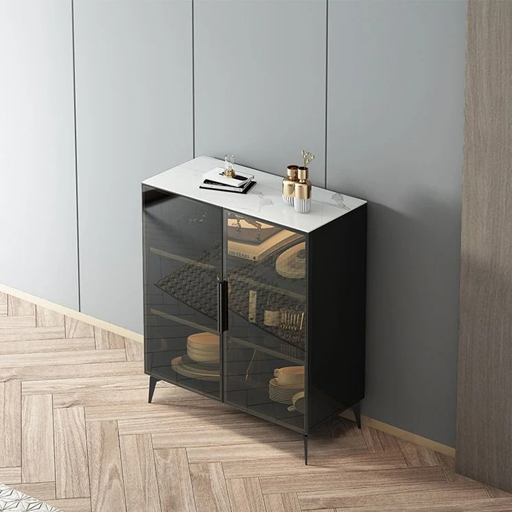 Modern Style Glaswerk Sideboard Dining Room 36.6"H Buffet Server Black - Makkelijk Schoon Te Maken 31l