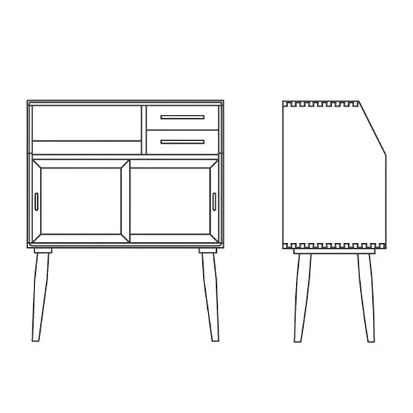 Modern Style Wood Sideboard 39-inch Height Glaswerk Doors Cupboard Living Room 180 x 90 cm Walnut