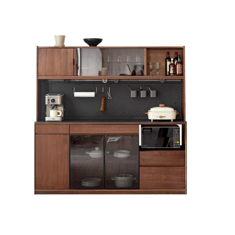 Modern Uni Wood Sideboard 3 Drawers Glass Door Brown 59l