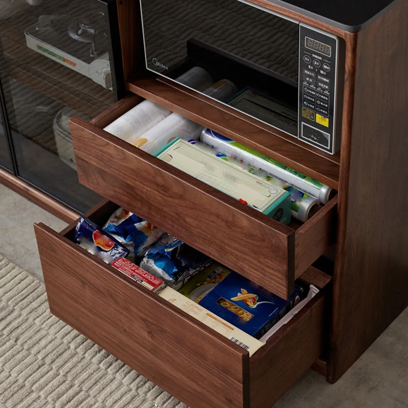 Modern Uni Wood Sideboard 3 Drawers Glass Door Brown 59l
