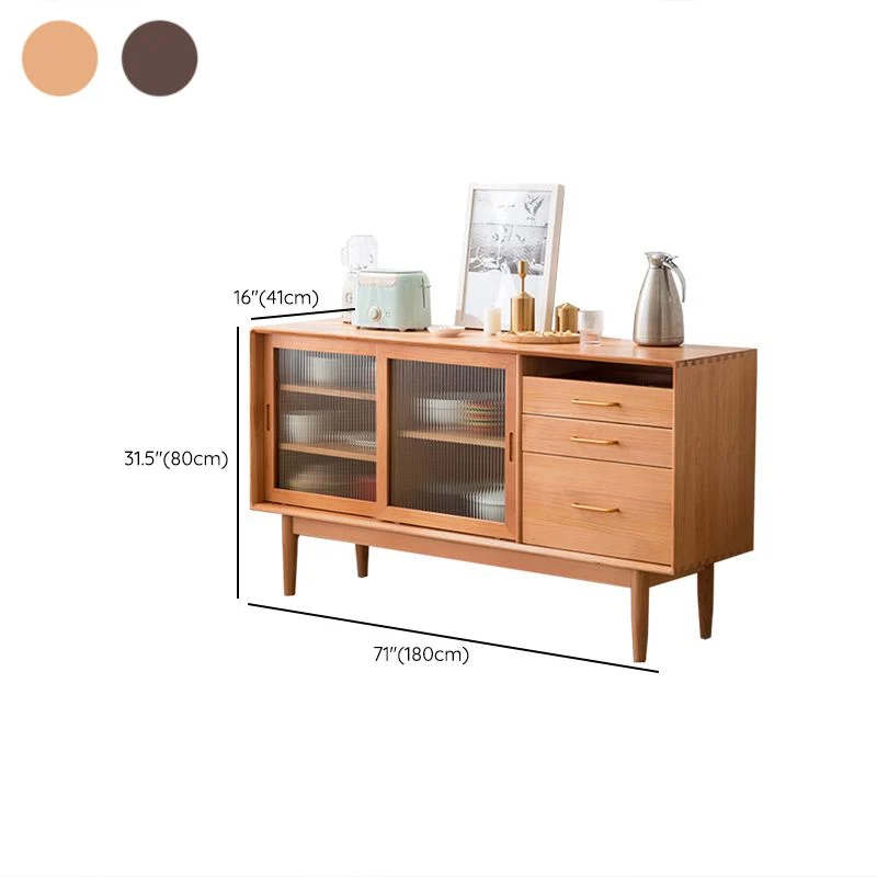Pine Eenkleurig Wood Sideboard Buffet Drawers Modern Dining Buffet 47