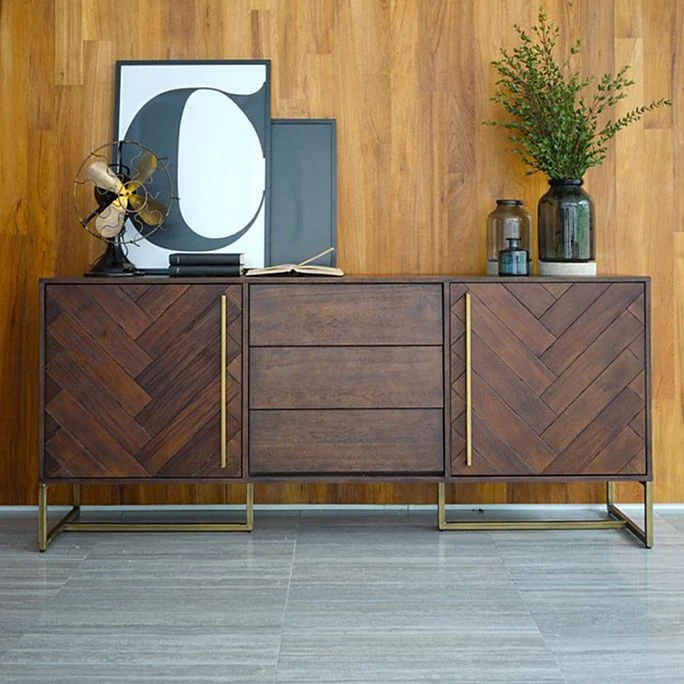 Premium Glam 2 Doors Buffet Table 3-drawer Eenkleurig Wood Sideboard Buffet Living Room 55l