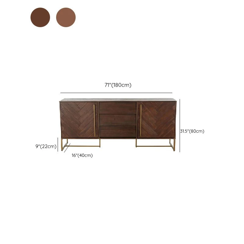Premium Glam 2 Doors Buffet Table 3-drawer Eenkleurig Wood Sideboard Buffet Living Room 55l