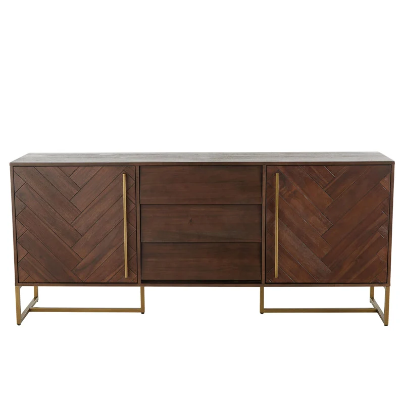 Premium Glam 2 Doors Buffet Table 3-drawer Eenkleurig Wood Sideboard Buffet Living Room 55l