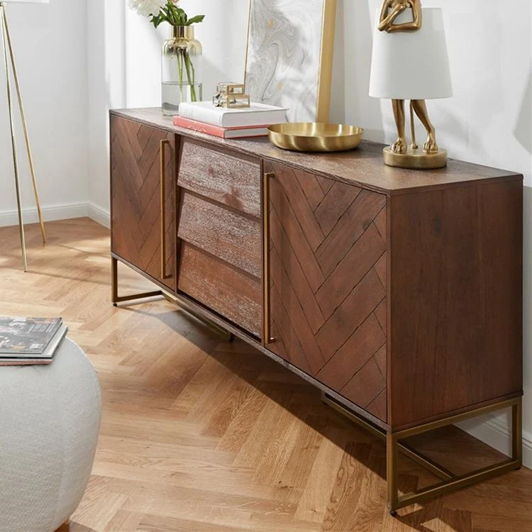 Premium Glam 2 Doors Buffet Table 3-drawer Massief Wood Sideboard Buffet Living Room 55l