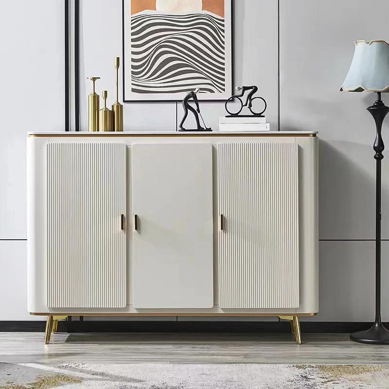 Premium Glam Side Board Faux Marble Sideboard Table Doors Dining Room 47l
