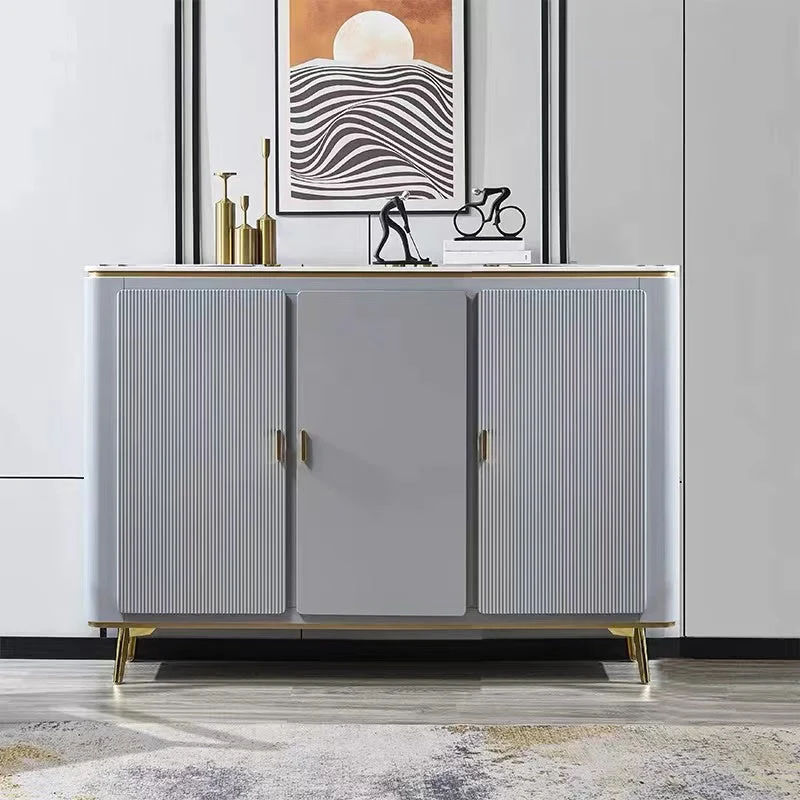 Premium Glam Side Board Faux Marble Sideboard Table Doors Dining Room 47l