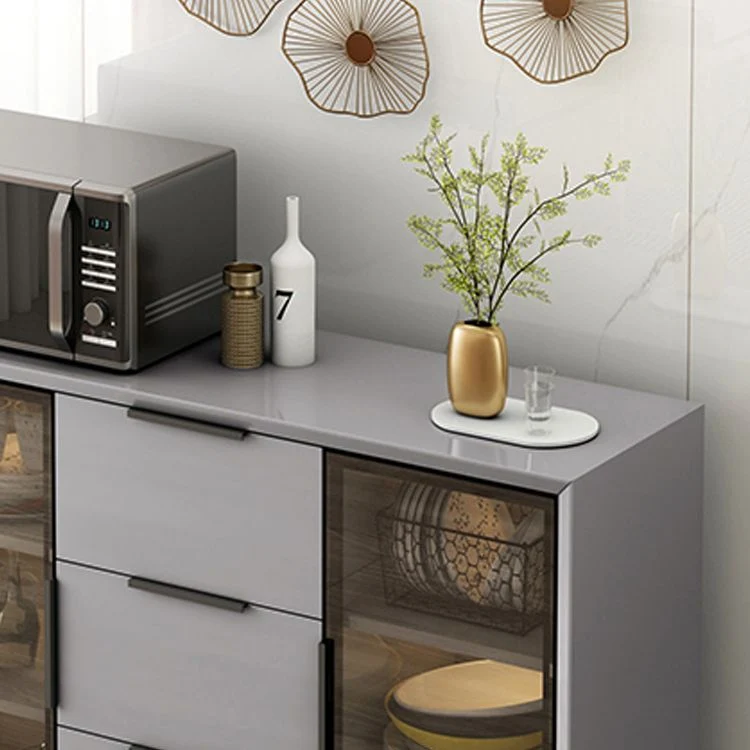 Premium Grauw Engineered Wood Sideboard Table Modern Buffet Server Glass Doors 32