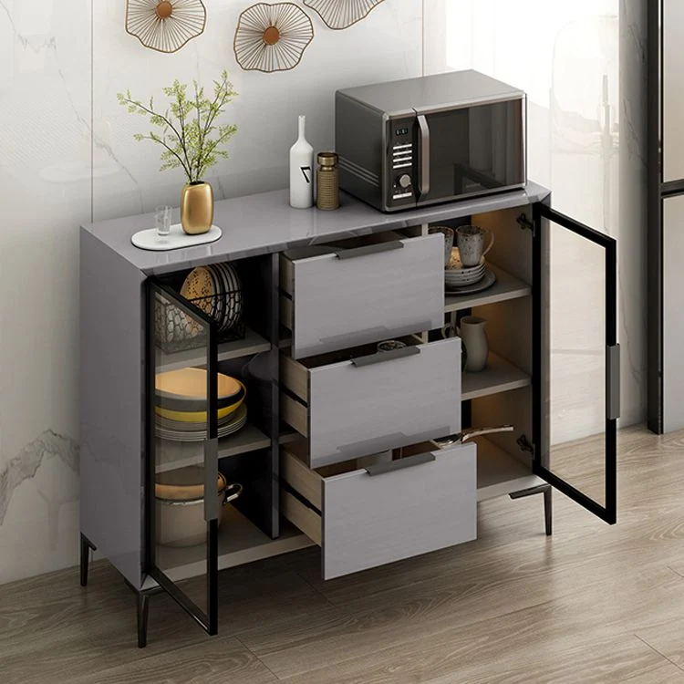 Premium Grauw Engineered Wood Sideboard Table Modern Buffet Server Glass Doors 32