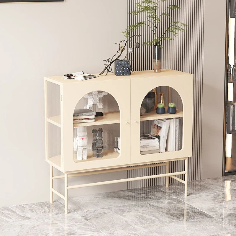 Premium Modern Sideboard Glaswerk Doors Indoor Dining Server Metal Frame 31l