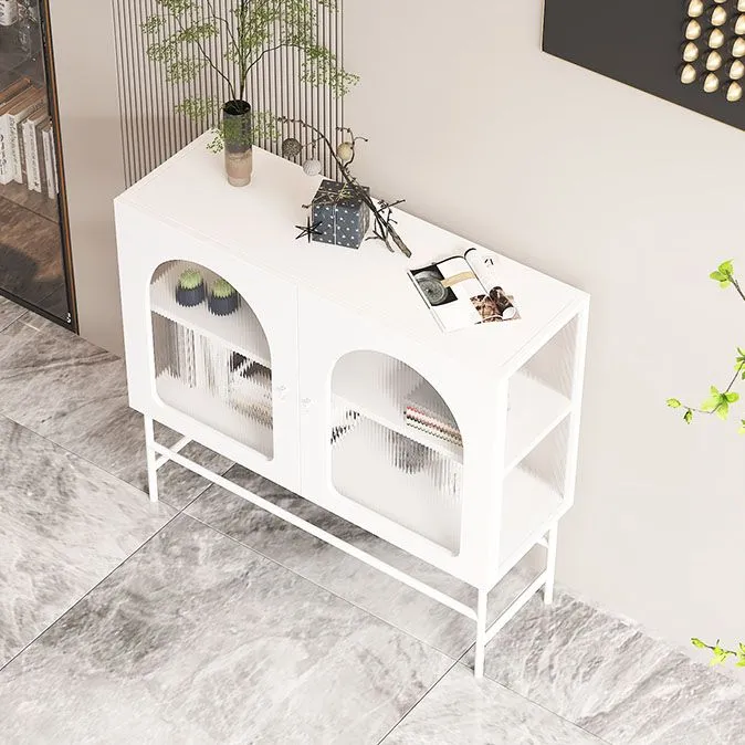 Premium Modern Sideboard Glaswerk Doors Indoor Dining Server Metal Frame 31l