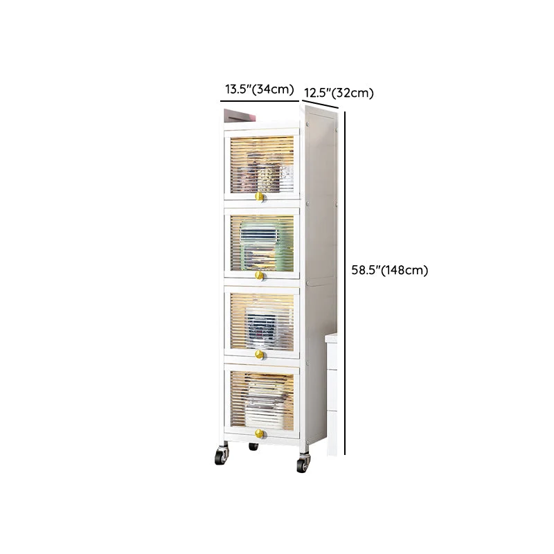 Premium white Metallic Buffet Sideboard 12.6-inch spacieux Dining Server wheels 13l