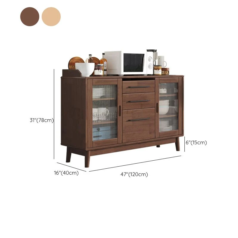 Rond Contemporary Sideboard Buffet Rubberwood Massief Wood Dining Server 31l